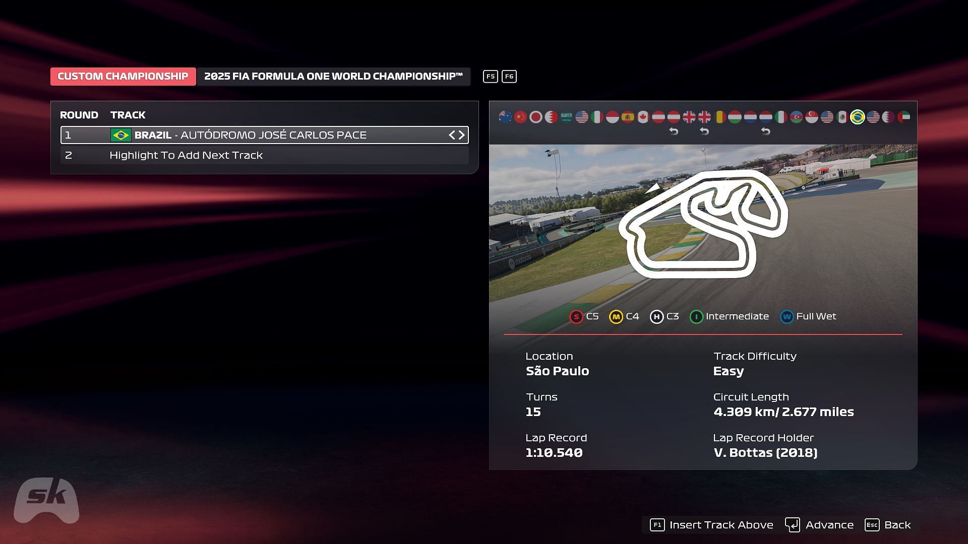 Autodromo Jose Carlos Pace in F1 25 (Image via EA Sports/SK Gaming)